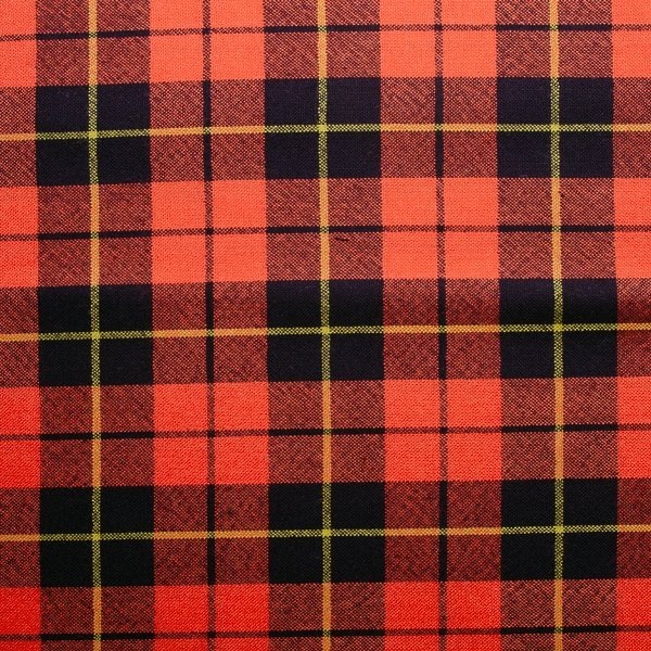 Wallace Ancient Tartan is black and a color between orange and red.