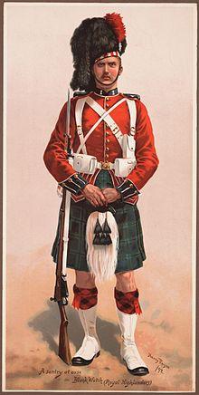 Black watch companies soldier at ease.